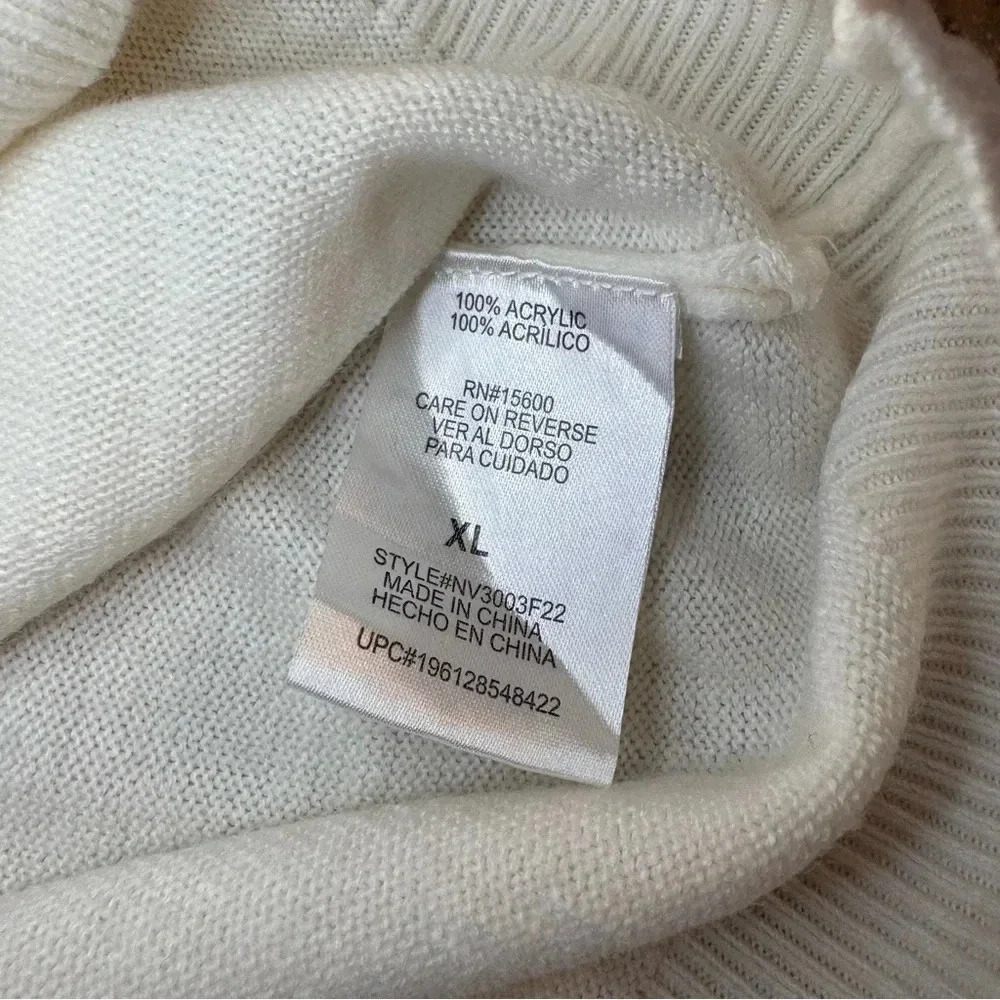 Napa Valley Mock Neck White Sweater size XL, Soft, Warm - Picture 7 of 9